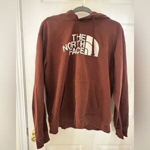 The North Face Men's Crewneck Hoodie in Rust Brown with White Logo